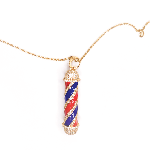 Gold barber sales pole pendant