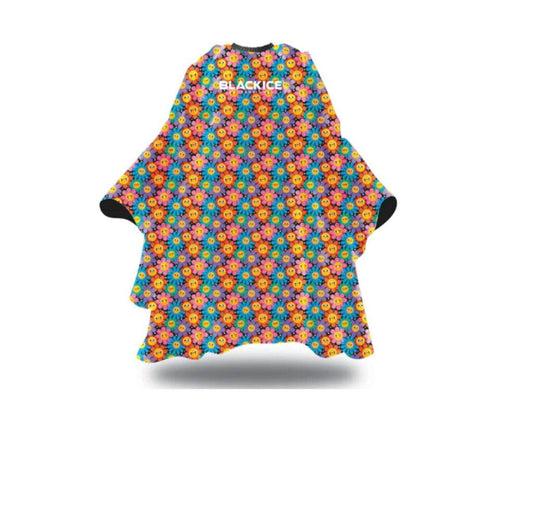 BLACK ICE Kid's Cape - Smiley Face Flowers