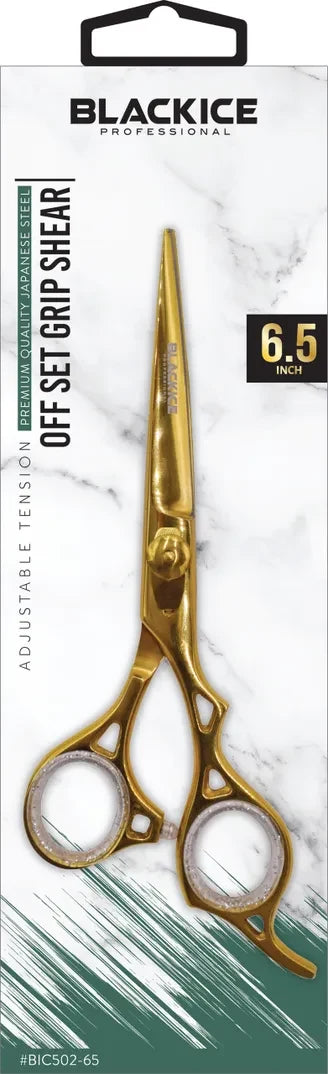 BLACK ICE Off Set Grip 6.5" Stylish Gold Shear
