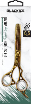 BLACK ICE Off Set Grip 6.5" Stylish Gold Thinning Shear