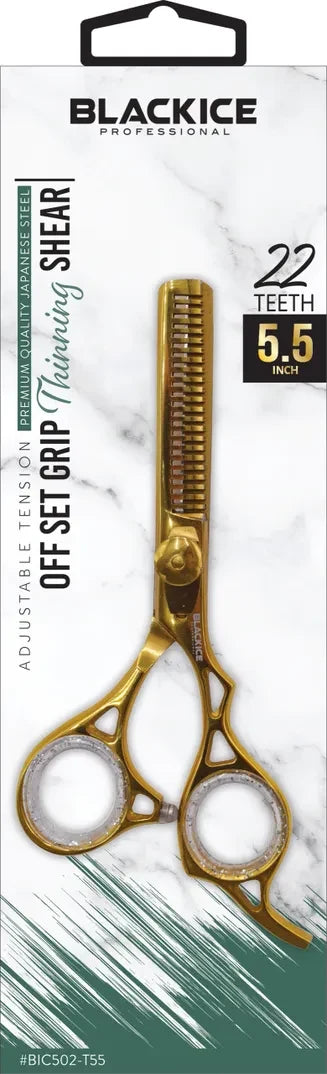 BLACK ICE Offset Grip 5.5" Gold Thinning Shear