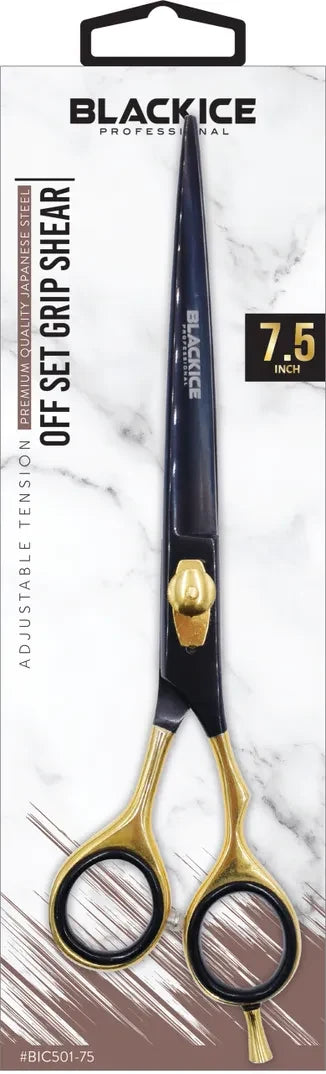 BLACK ICE Stylish Off Set Grip Gold & Black 7.5" Shear