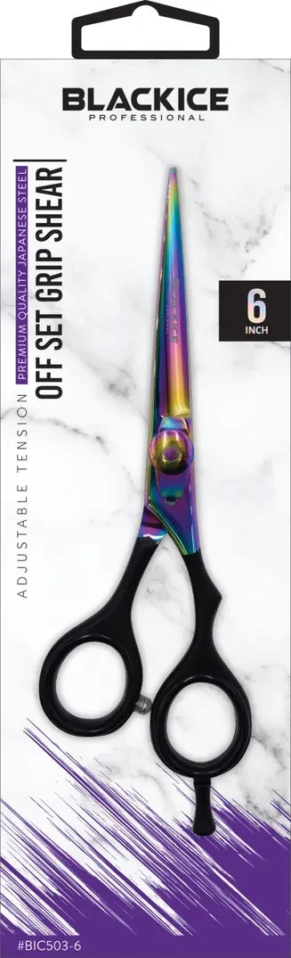 BLACK ICE Stylish Off Set Grip Holo & Black 6" Shear