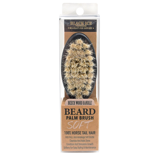 Black Ice Beard Soft Horse Tail Hair Palm Brush