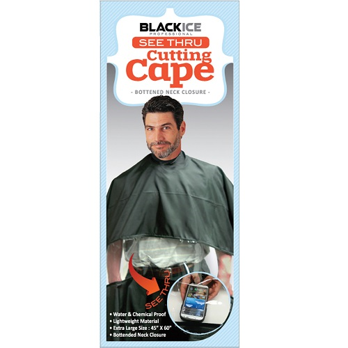 Black Ice Cutting Cape Black See Through