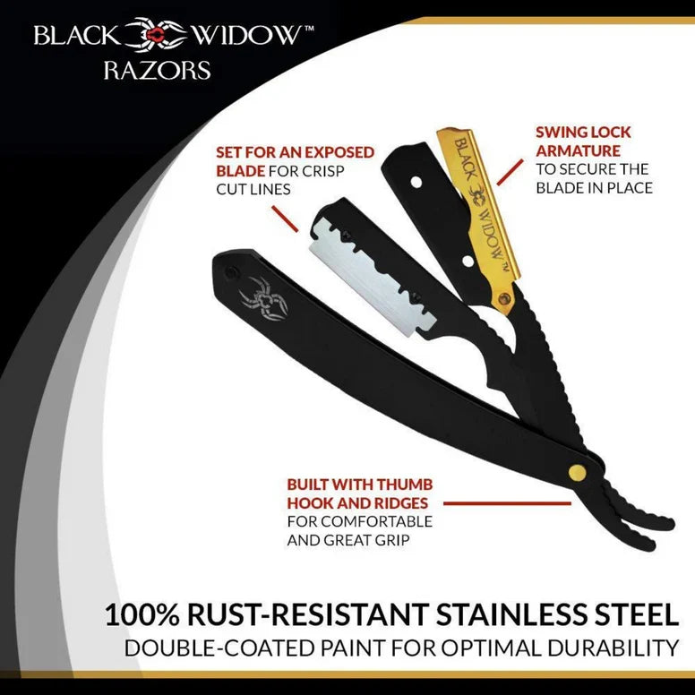 BLACK WIDOW Executive Brand Straight Razor