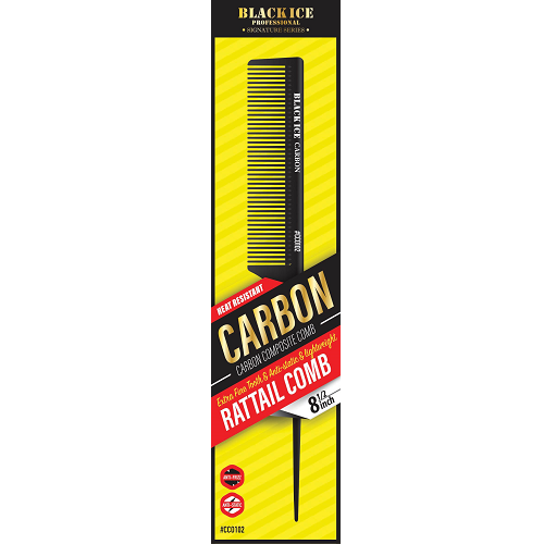 Black Ice Carbon Combs 8.5" Rat-tail Comb