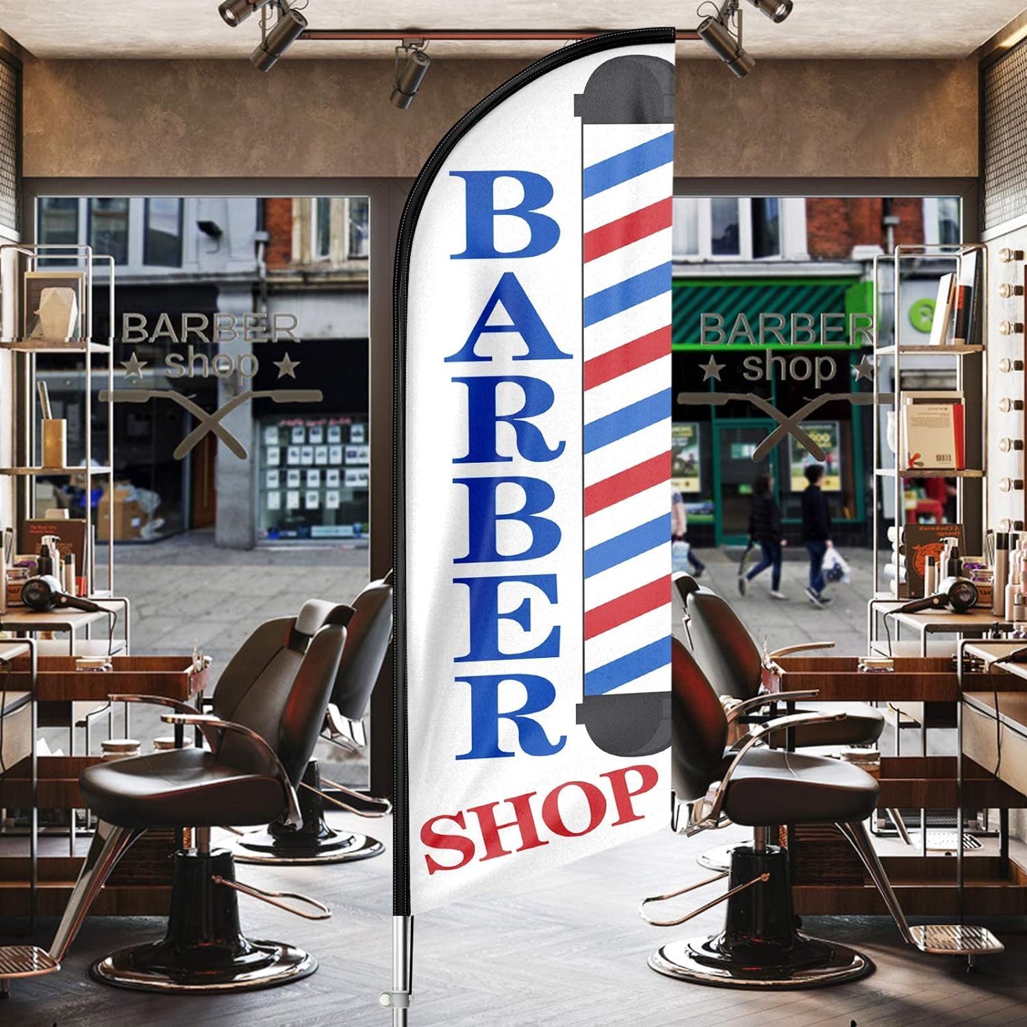 FSFLAG Barber Shop Outdoor Flag Stand