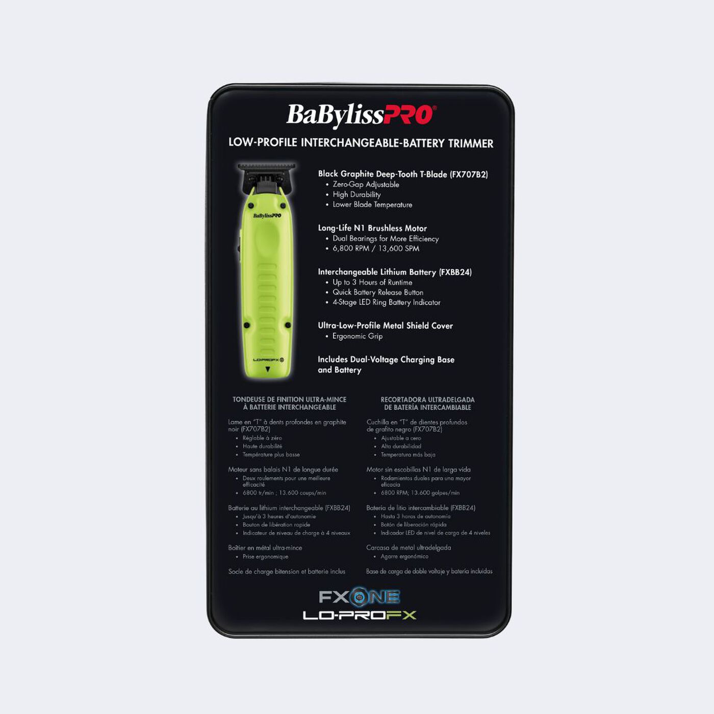BaBylissPRO® FXONE™ Lo-ProFX Limited Edition Neon Yellow Trimmer (Kit Includes Charging Base & Battery)