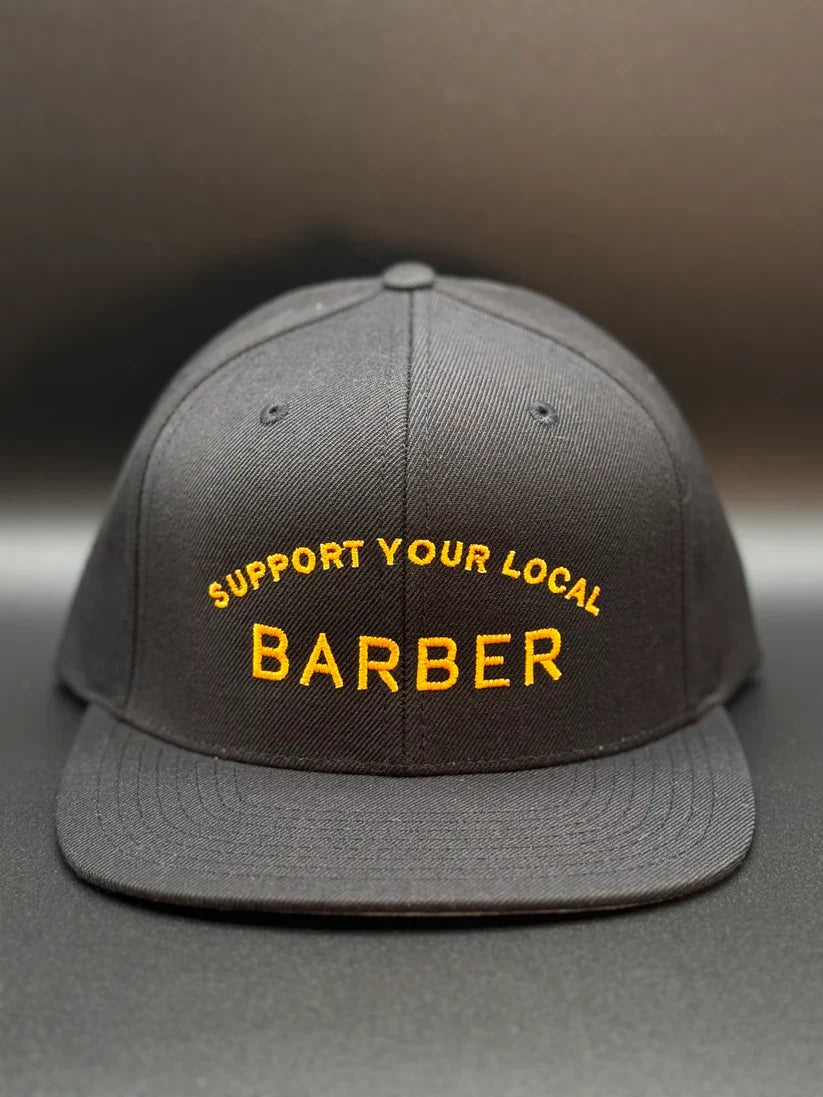 JTB COLLECTION Support Your Local Barber Black FLAT BILL SnapBack Hat