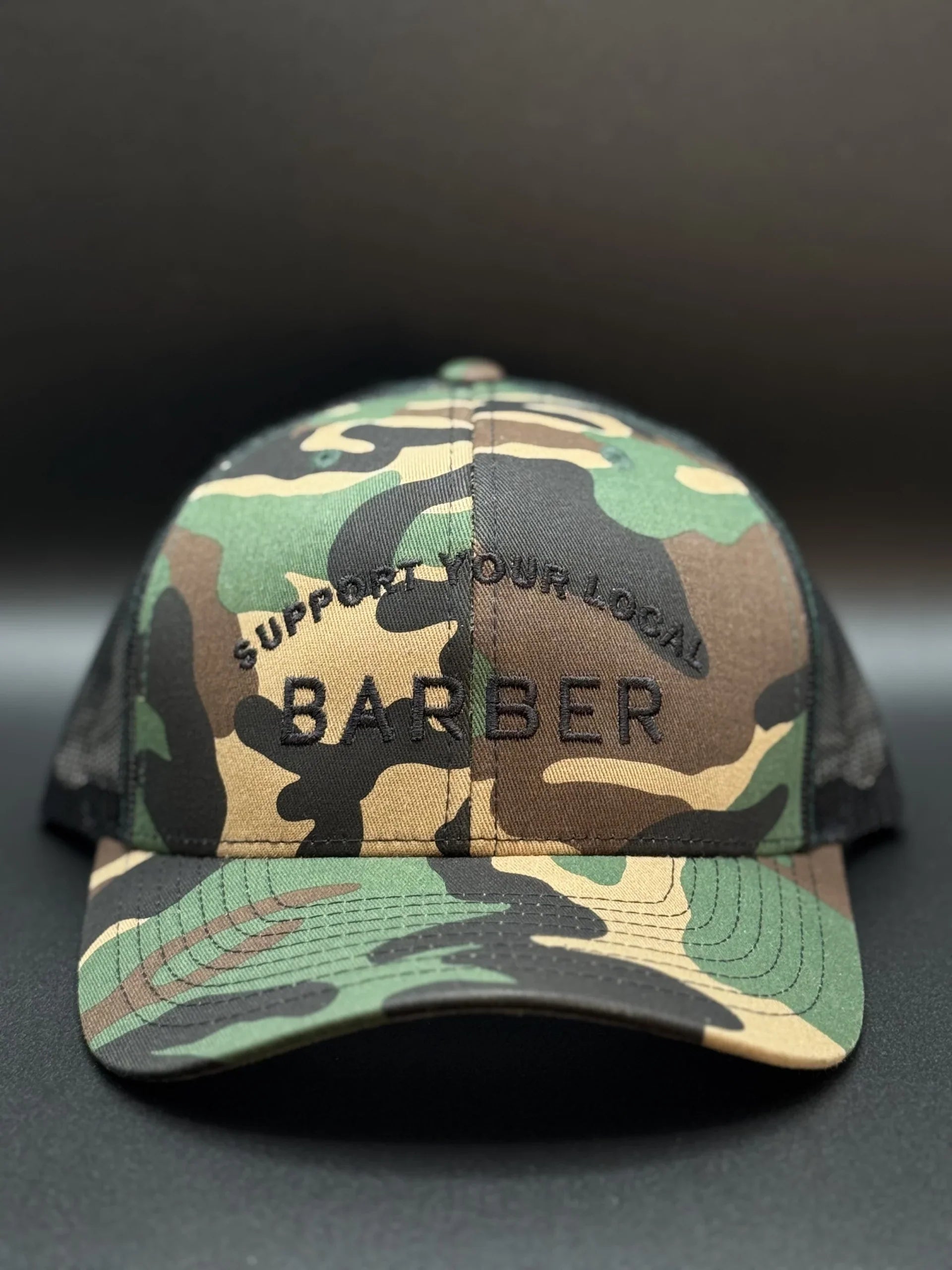 JTB COLLECTION Support Your Local Barber Camo Back Mesh SnapBack Hat