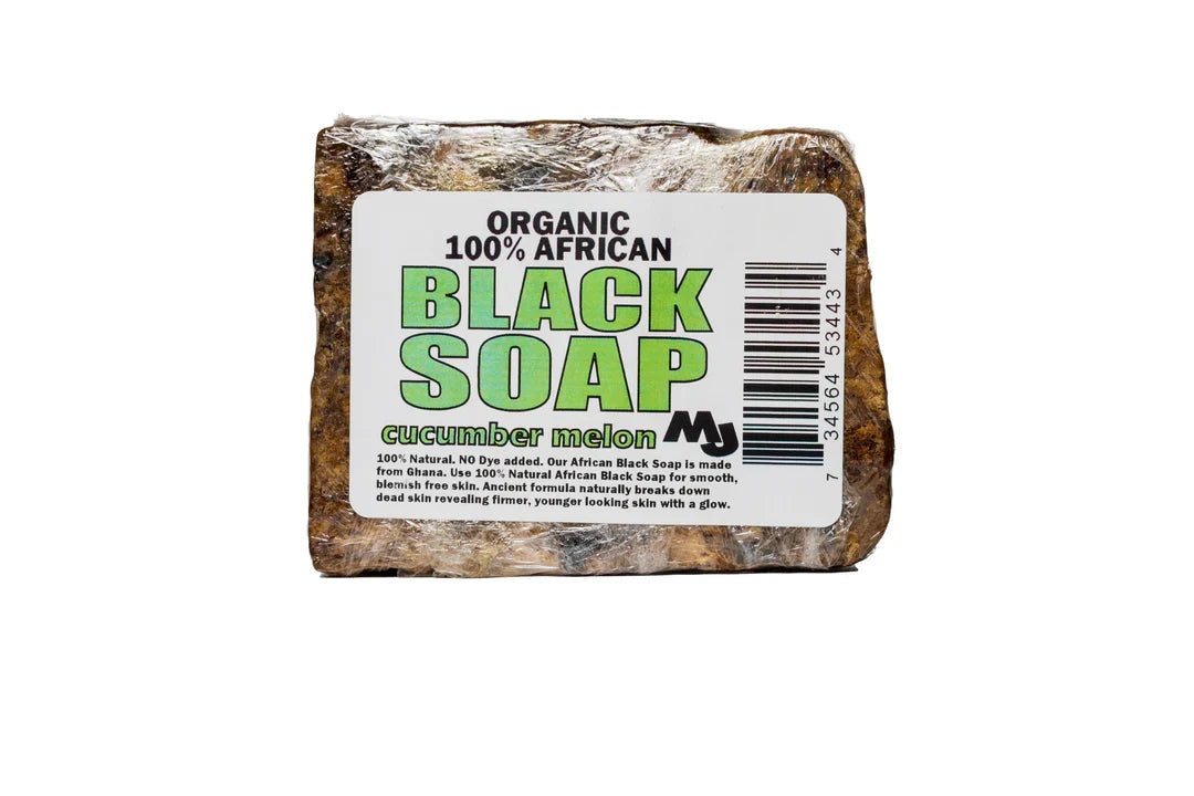 MJ ORGANICS Raw African Black Soap Bar (Cucumber Melon)