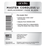 Andis® Master® Cordless Li Replacement Fade Blade, Carbon Steel Size 00000-000