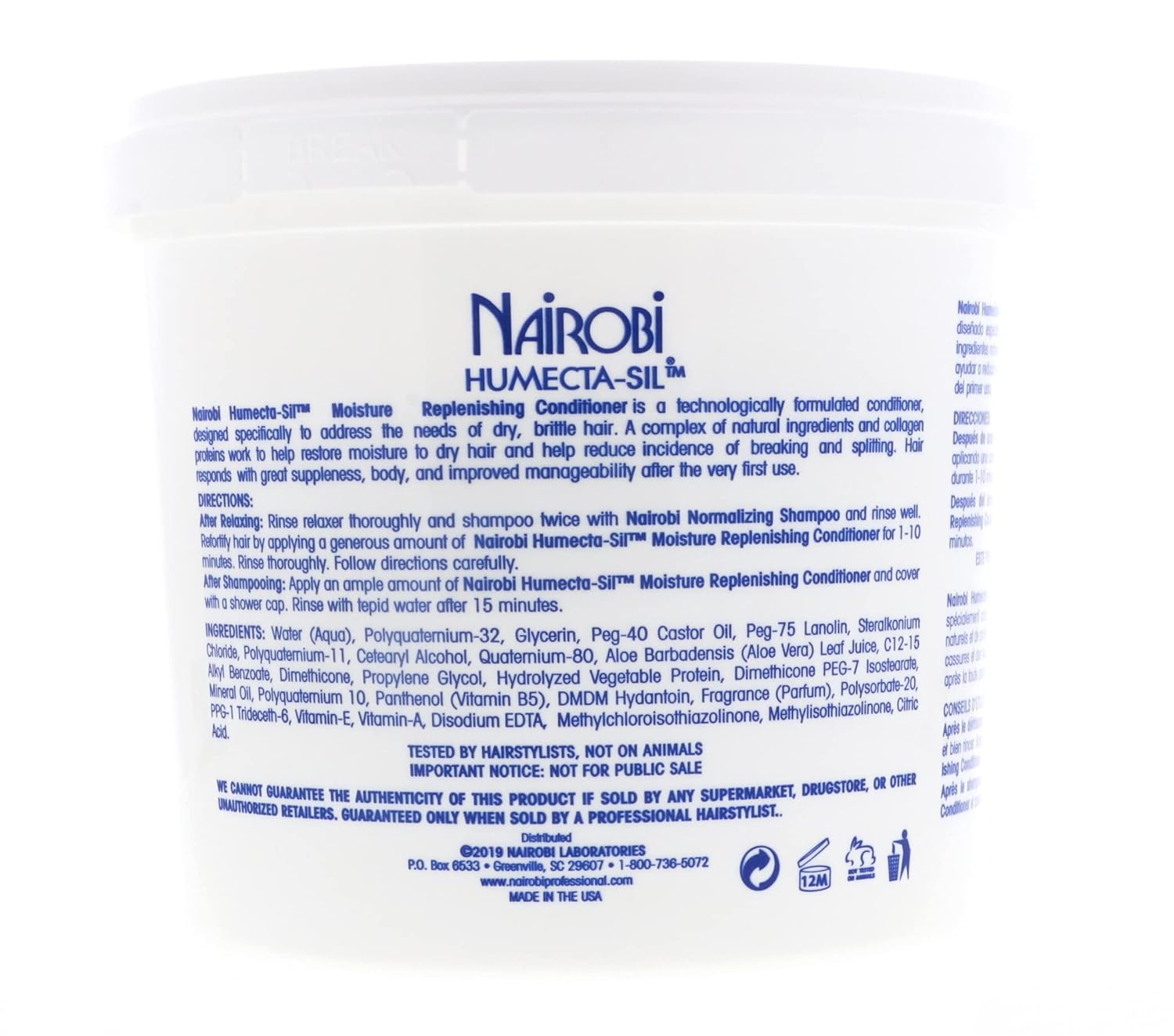 NAIROBI Humecta-Sil Moisture Replenishing Conditioner 4Lbs