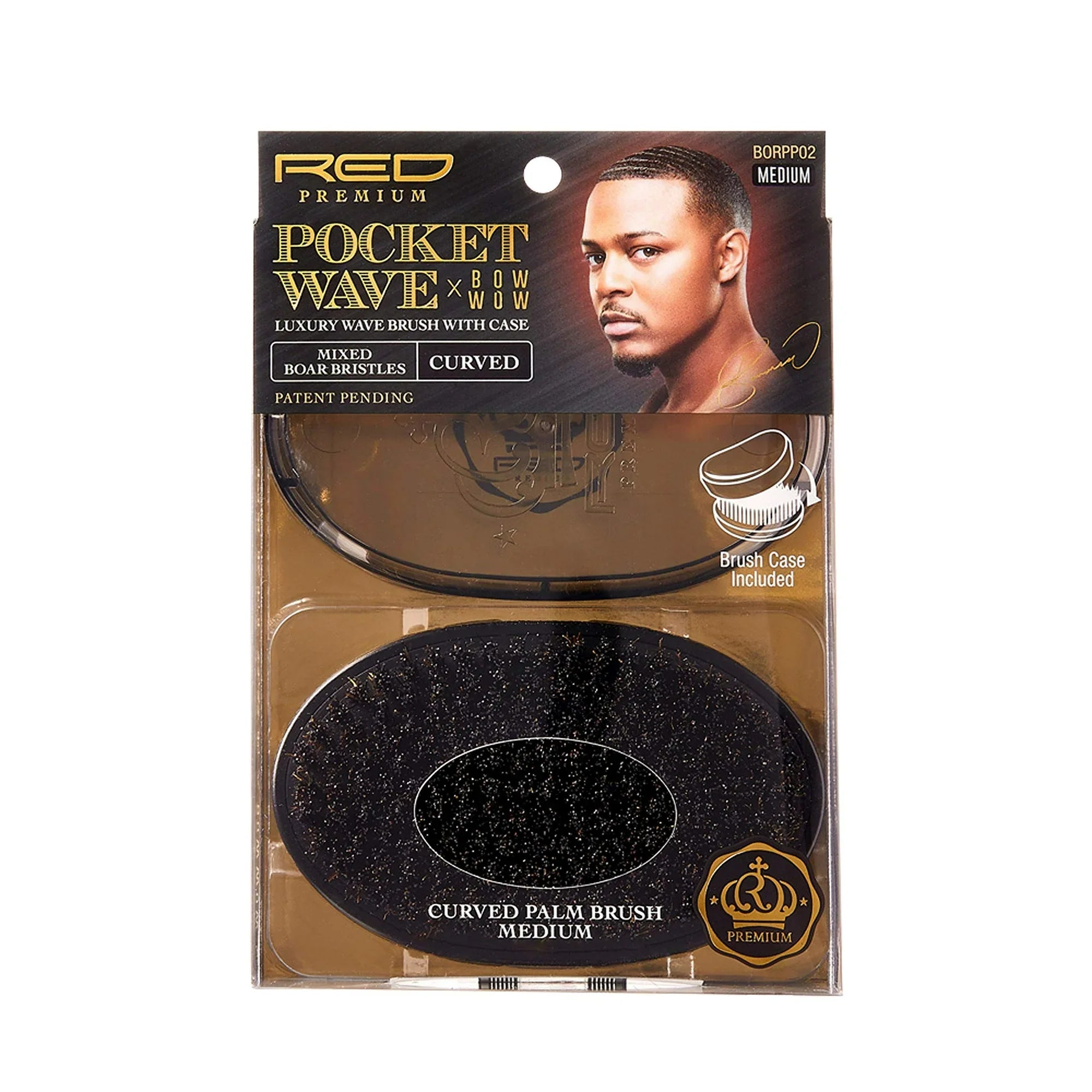 RED PREMIUM x BOW WOW Pocket Wave Curved Palm Brush