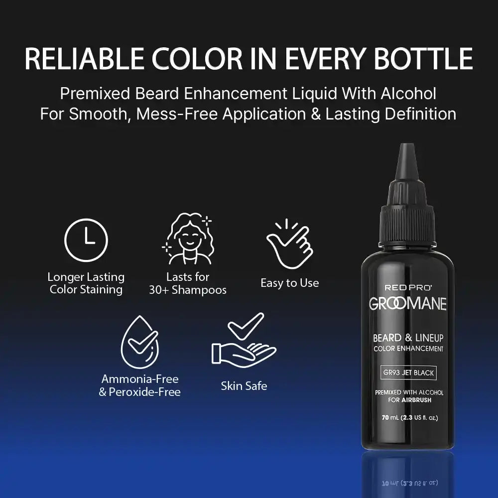 RED PRO Groomane Beard & Lineup Color Jet Black
