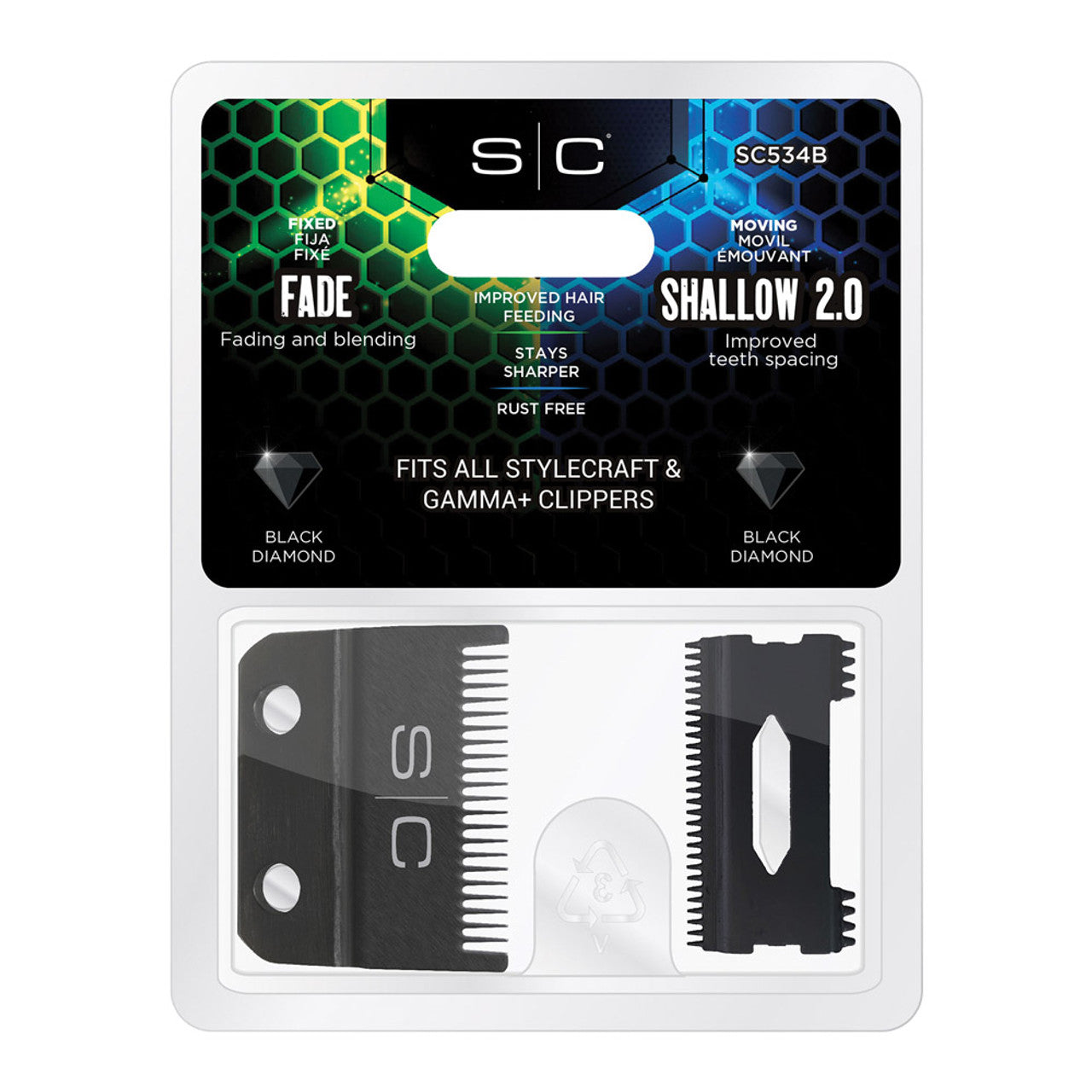 STYLECRAFT Black Diamond Fade Shallow Tooth 2.0 Clipper Blade Set