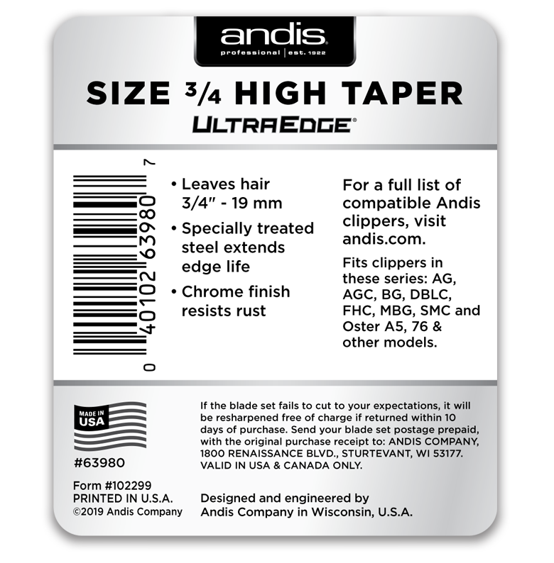 Andis UltraEdge® Detachable Blade, Size 3/4HT