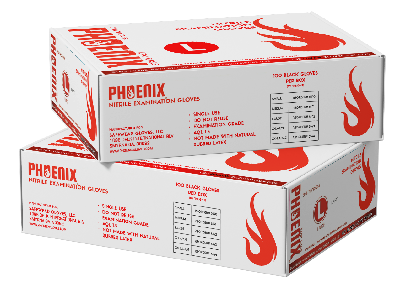 PHOENIX Heavy Duty Nitrile Examination Gloves (Black)