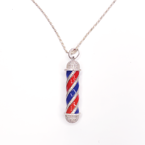 925 Silver Barber Pole pendant & chain